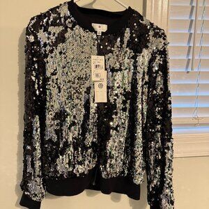 NWT Ladies Socialite Bomber Jacket Sequin Sparkly